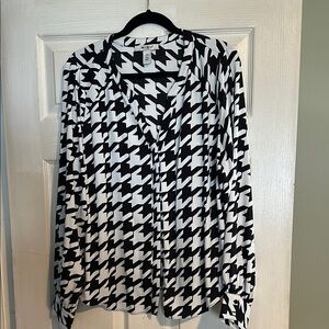 Stylish Black and White Houndstooth Women's Top